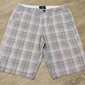 American Eagle Outfitters Light Gray Plaid Men's Shorts